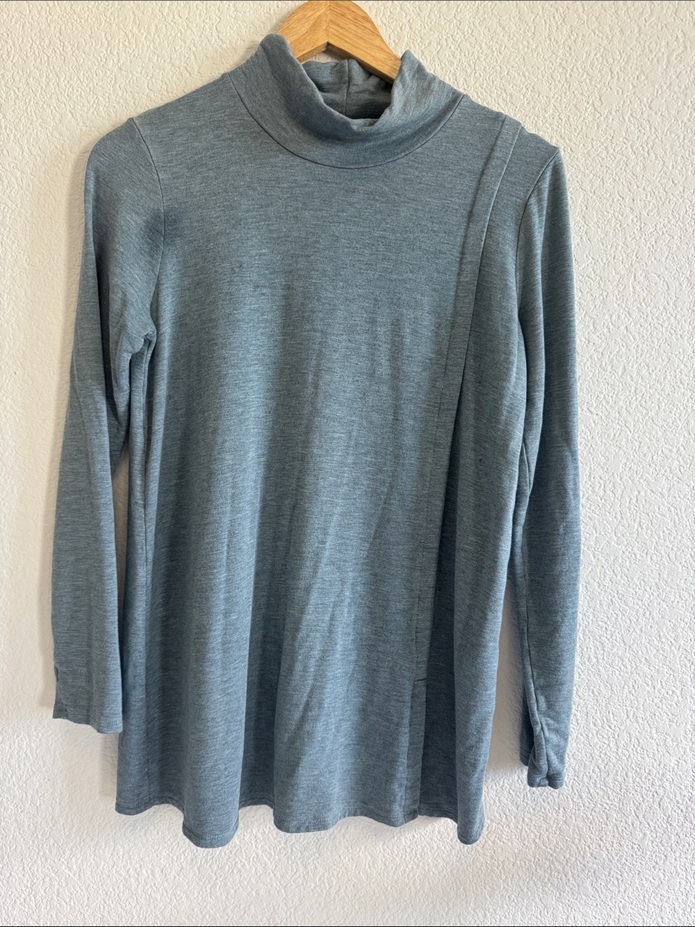 Pure Jill J. Jill Tranquility Fleece Mock Neck Tunic Top XS Blue Gray